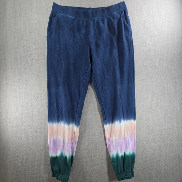 Wildfox Pants - Wildfox Jogger Sweatpants Womens Large Blue Tie Dye Fleece Lounge Pants